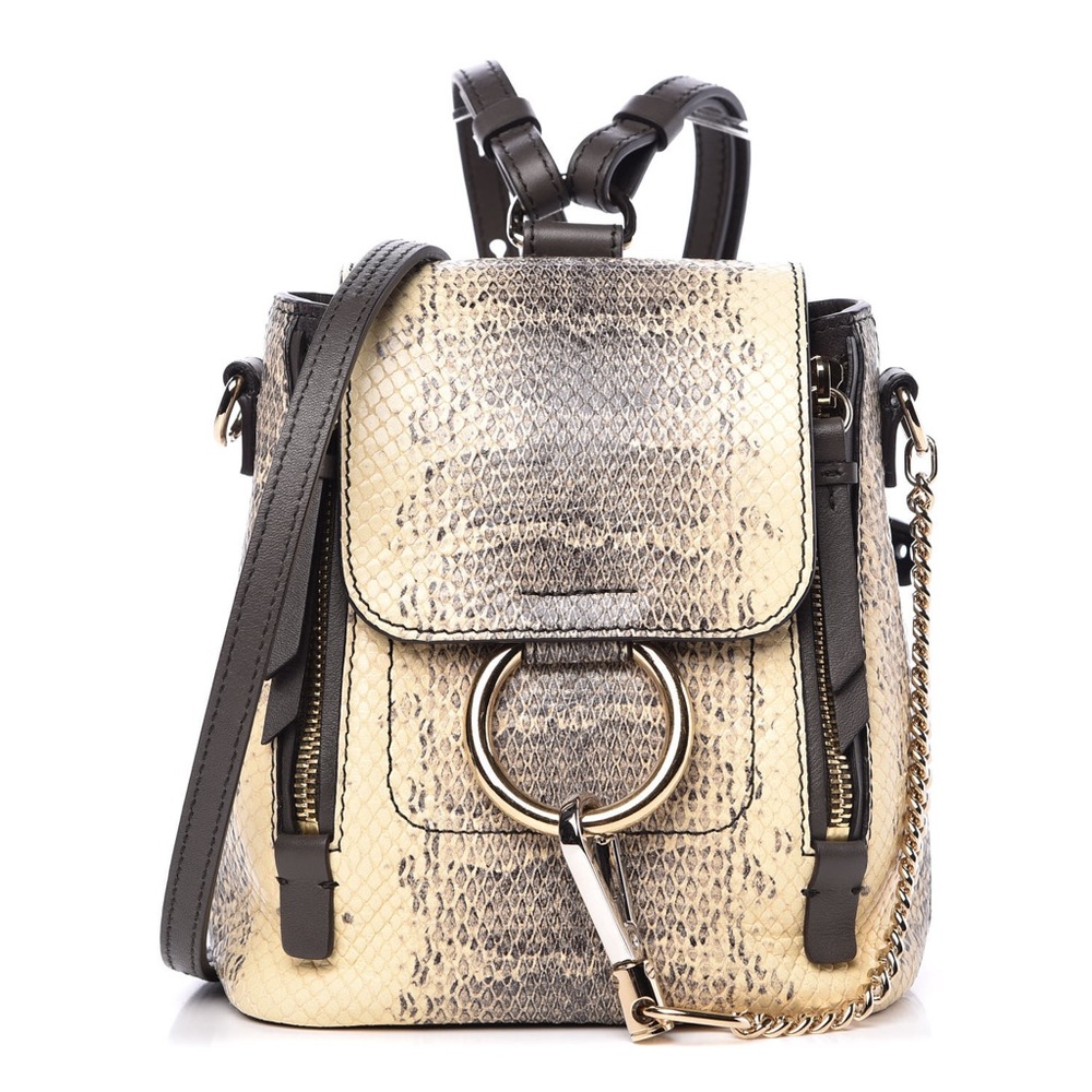 Chloe Calfskin Watersnake Embossed Mini Faye Backpack